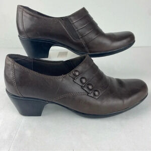 Clarks Bendables Womens 9.5 Brown Leather Ingalls Falls Casual Slip On Heeled